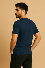 Men's Navy Blue Plain Crew Neck T-Shirt – Premium Essential Tee