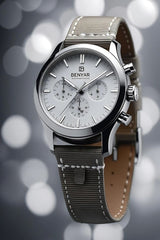 Silver Chronograph Canvas Strap Watch