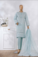 Ice Blue Embroidered Lawn 3-Piece Suit
