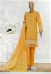 Sunshine Yellow Embroidered Lawn 3-Piece Suit