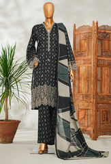 Ramzan Special Black & Ivory Printed 3-Piece Suit