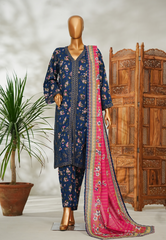 Ramzan Special Navy Blue Floral 3-Piece Suit