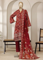 Special Deep Red Floral 3-Piece Suit