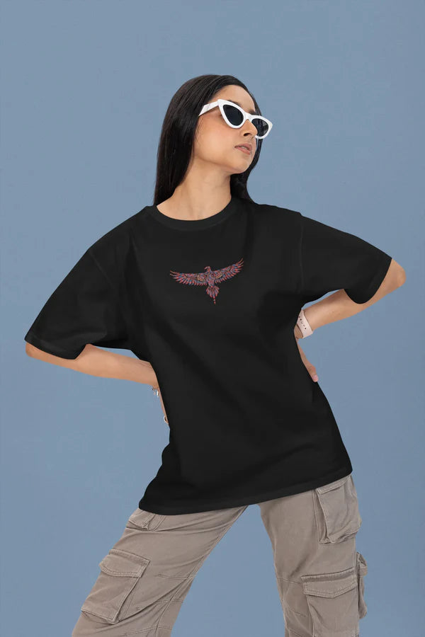 Phoenix Embroidered Oversized T-Shirt – Unisex Streetwear Tee