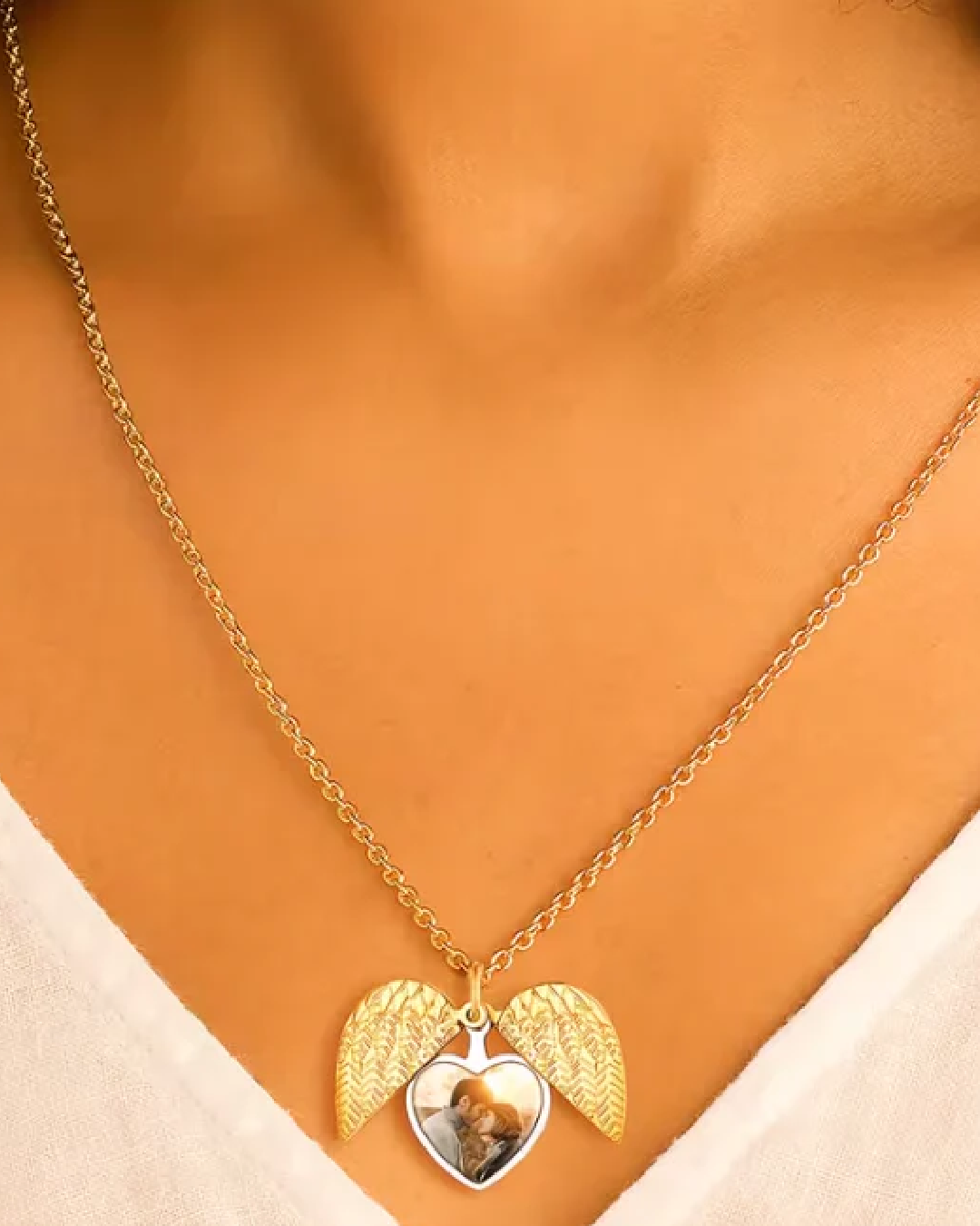 Angel Wings Photo Locket Necklace