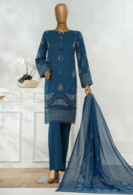 Ocean Blue Premium Embroidered Suit