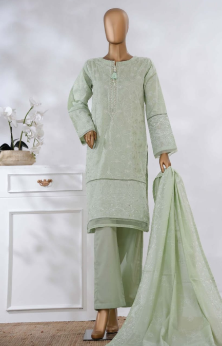 Pastel Sage Elegant Embroidered Suit