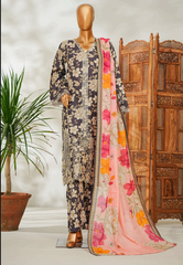 Special Charcoal Floral Printed 3-Piece Suit