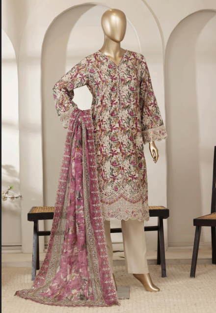 Special Cream Floral Embroidered 3-Piece Suit