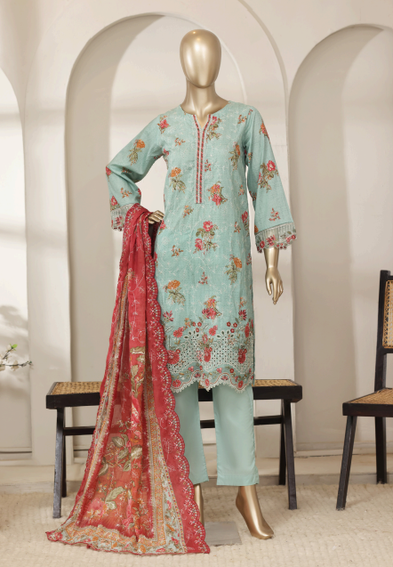 Special Aqua Blue Floral 3-Piece Suit